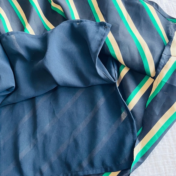 BNWT Ann Taylor A-Line Skirt Women's Size 8 Navy Tan Green Striped Zipper Lined - Picture 9 of 11